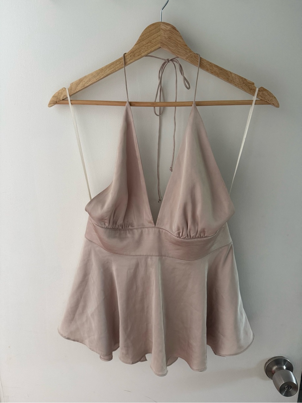 Women's Deep V Halter Cami in Dusty Pink